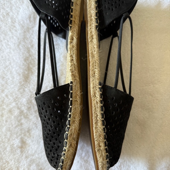 Eileen Fisher espadrille nubuck leather sandals, black, size 8 - Picture 2 of 13